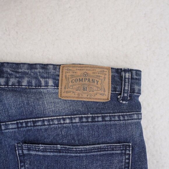 Company 81 Stone Wash Wiskering Denim Blue Jeans 38/34 Mid Rise Factory Distress - Picture 6 of 8